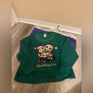 Walt Disney World Green Christmas Sweatshirt XL NWT!